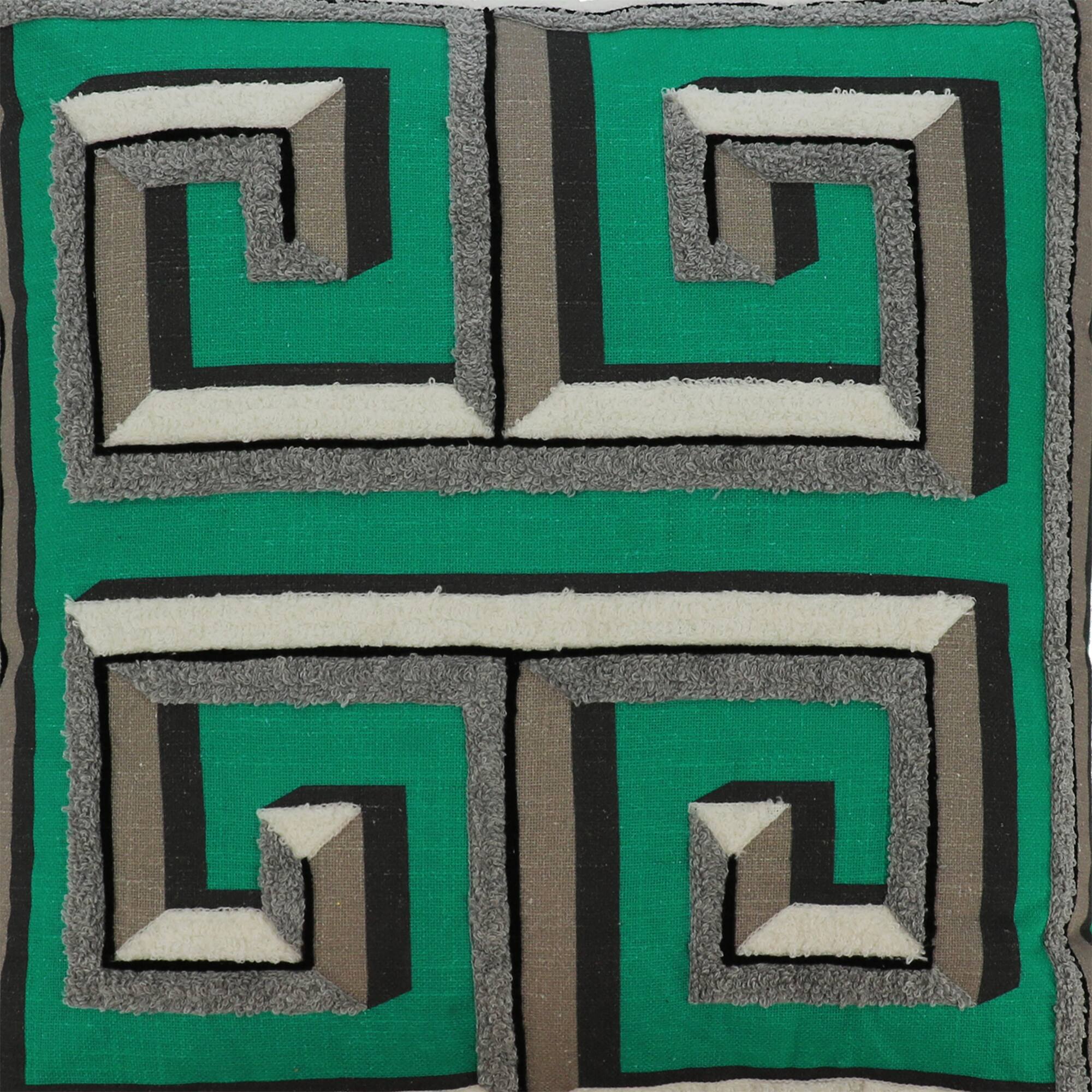 Jonathan Adler x Michaels 20" Green Greek Key Embroidered Pillow